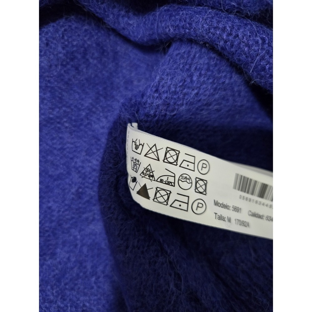 Massimo Dutti Alpaca Blend Sweater Hammered Gold Buttons Blue Size M NWT - Picture 6 of 7